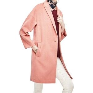 Ann Taylor Knee Length Coat Womens Size XL Rose Pink Oversized Preppy Old Money